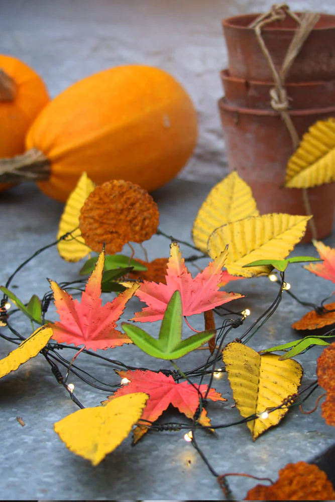 Handmade Metal LED Fairy Lights,Autumn Leaves(Battery Operated) - Image 3